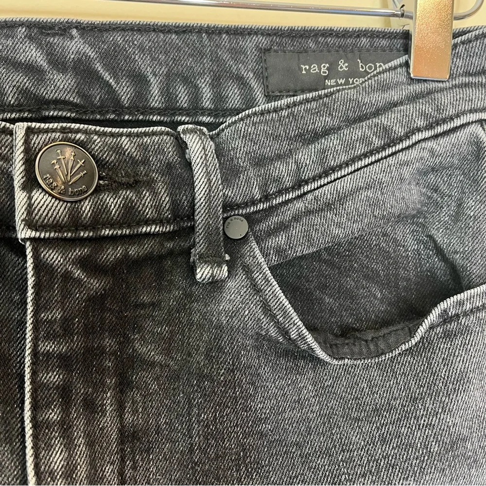 Rag & Bone Ankle Cigarette Jean in Black BK Bunnys Denim Size 26